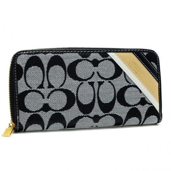 Coach Legacy Stripe In Signature Large Grey Wallets AHH - Click Image to Close